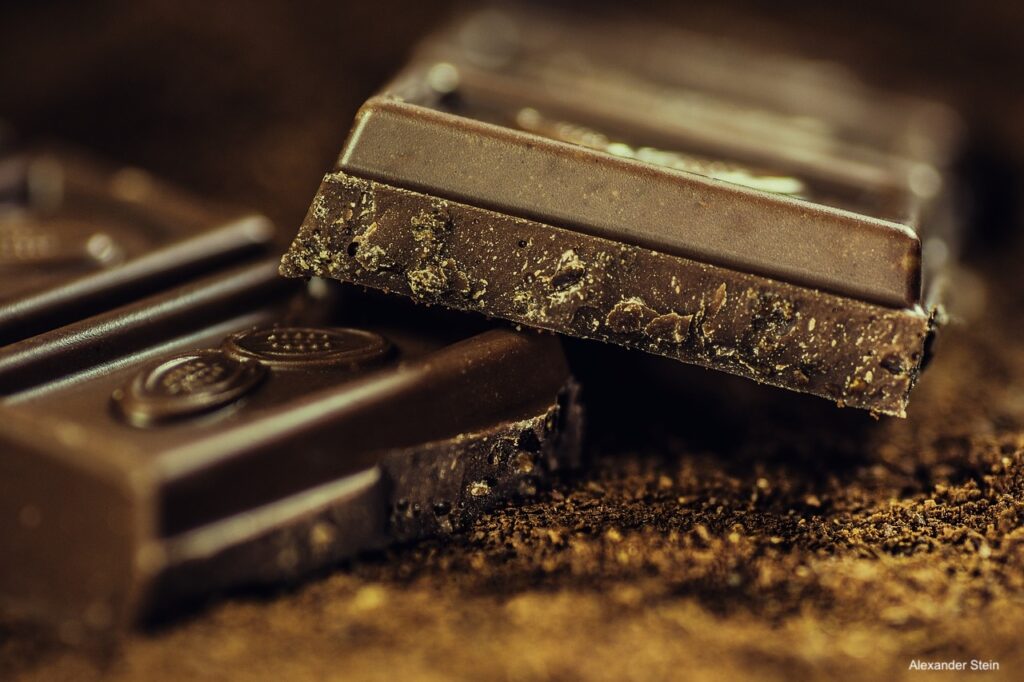 A dark chocolate bar
